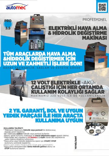 Elektrikli Fren Hava Alma ve Hidrolik Değiştirme Makinesi