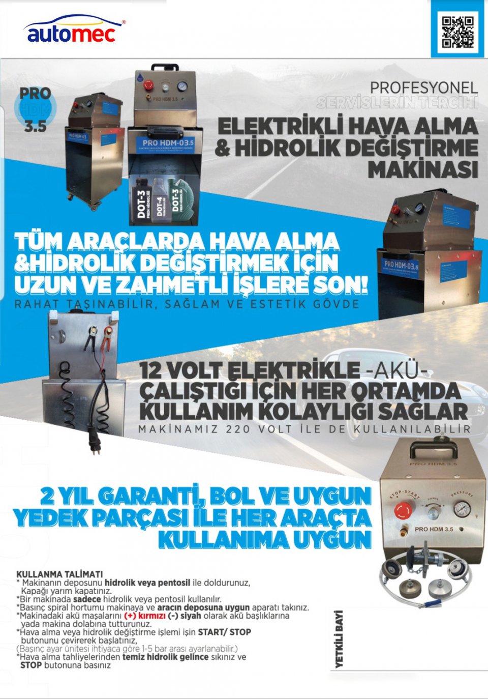 Elektrikli Fren Hava Alma ve Hidrolik Değiştirme Makinesi